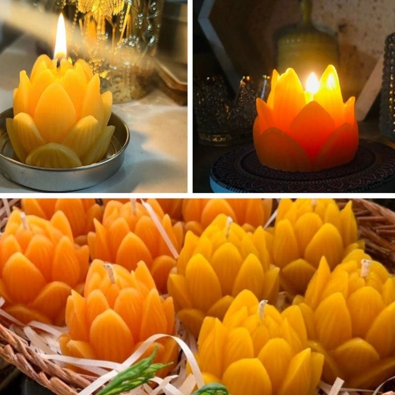Nến hoa sen sáp ong rừng 11h