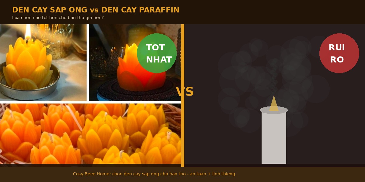 So sánh đèn cầy sáp ong và đèn cầy paraffin trên bàn thờ - khói đen và chất lượng