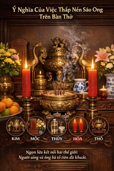 Thắp nến trên bàn thờ đúng cách: bao nhiêu cây, mấy giờ, màu gì và vì sao nến sáp ong là lựa chọn thanh tịnh nhất