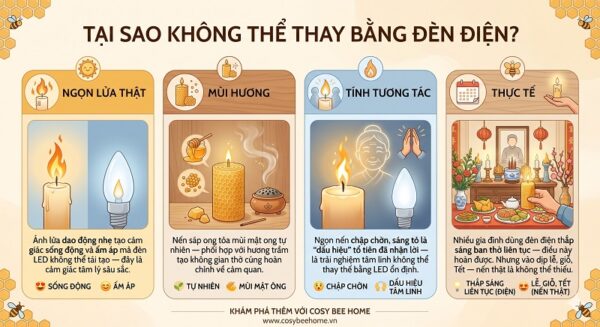 vì sao cần đốt nến sáp ong trên bàn thờ? bảng màu nến ngũ hành & cách chọn đúng cho từng dịp